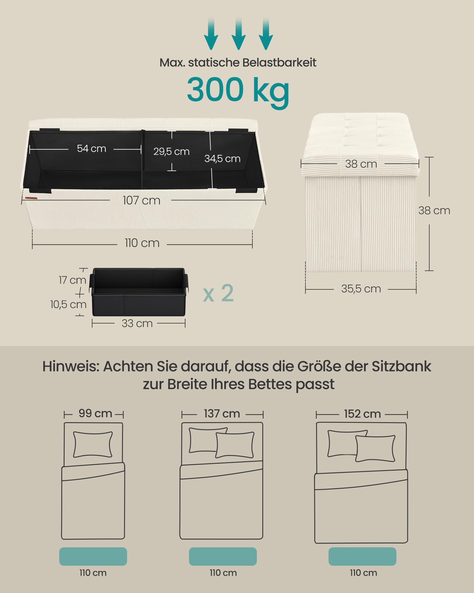 songmics-sitzbank-lsf604w01-110-cm-mit-stauraum-131-l-bis-300-kg-cremewei image 3