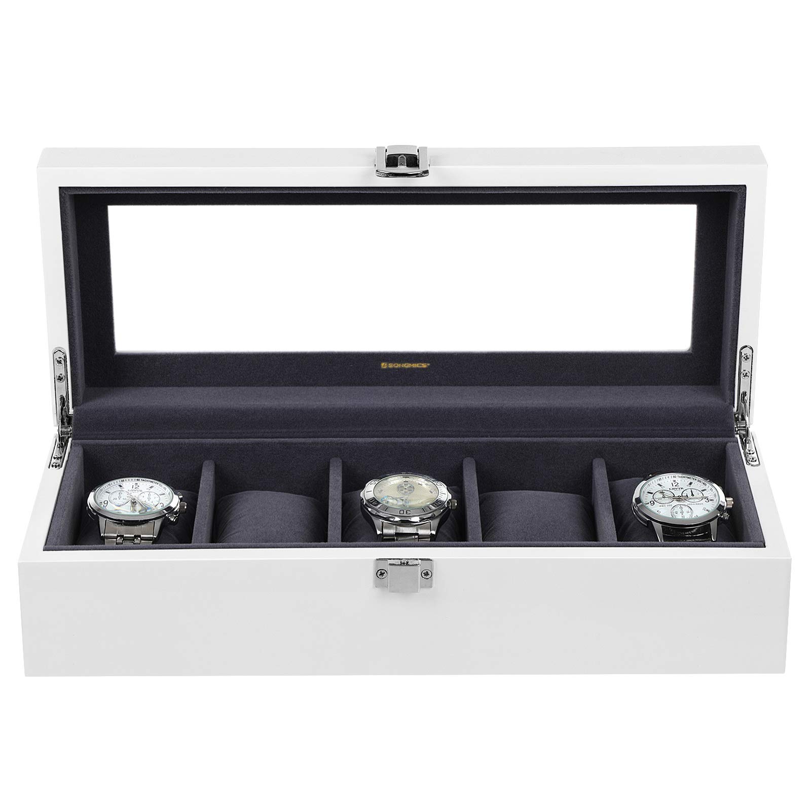 songmics-uhrenbox-jow05wt-mit-5-f-chern-glasdeckel-wei image 3