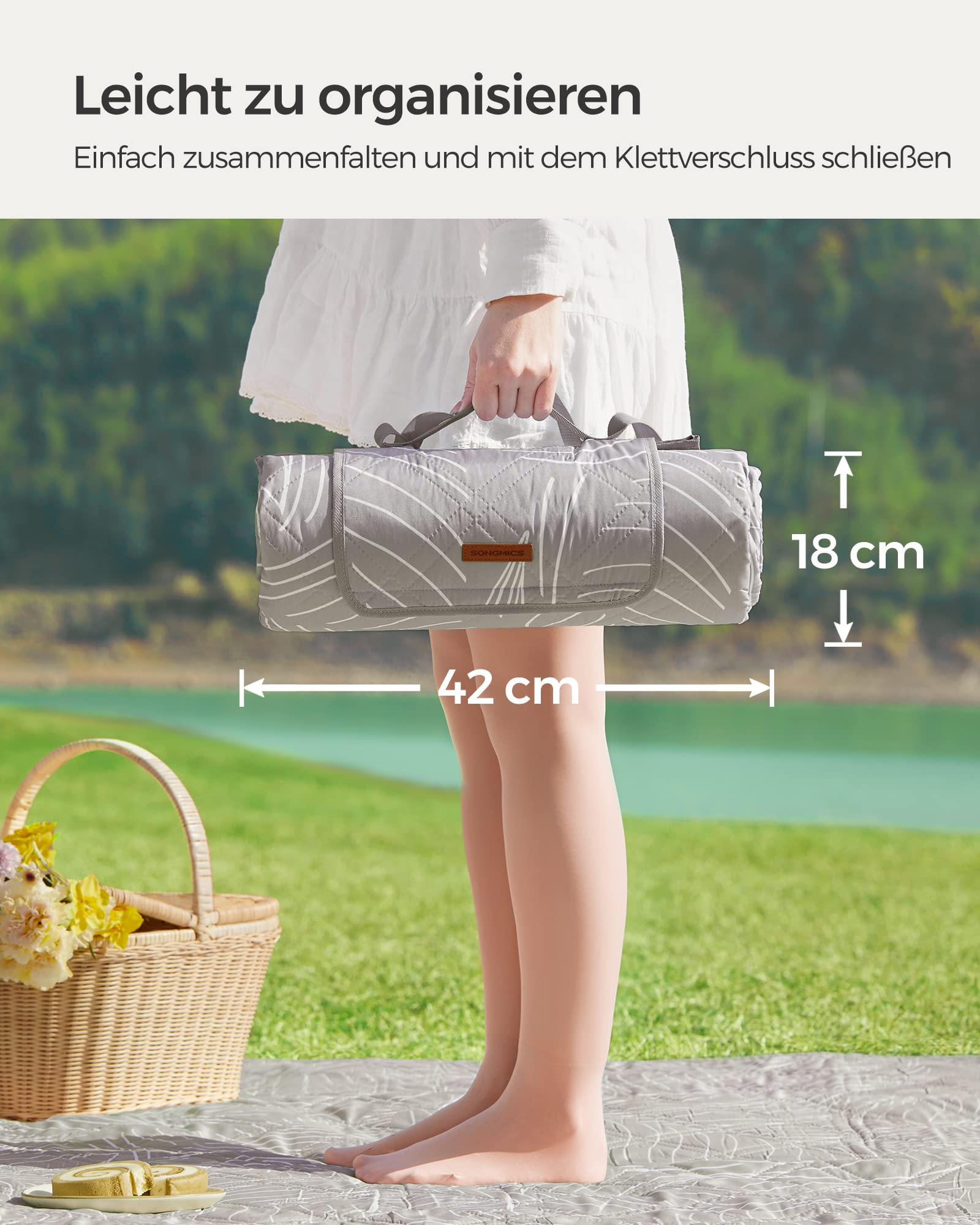 songmics-gcm010b02-picknickdecke-200-x-200-cm-wasserdicht-khaki-farn image 8