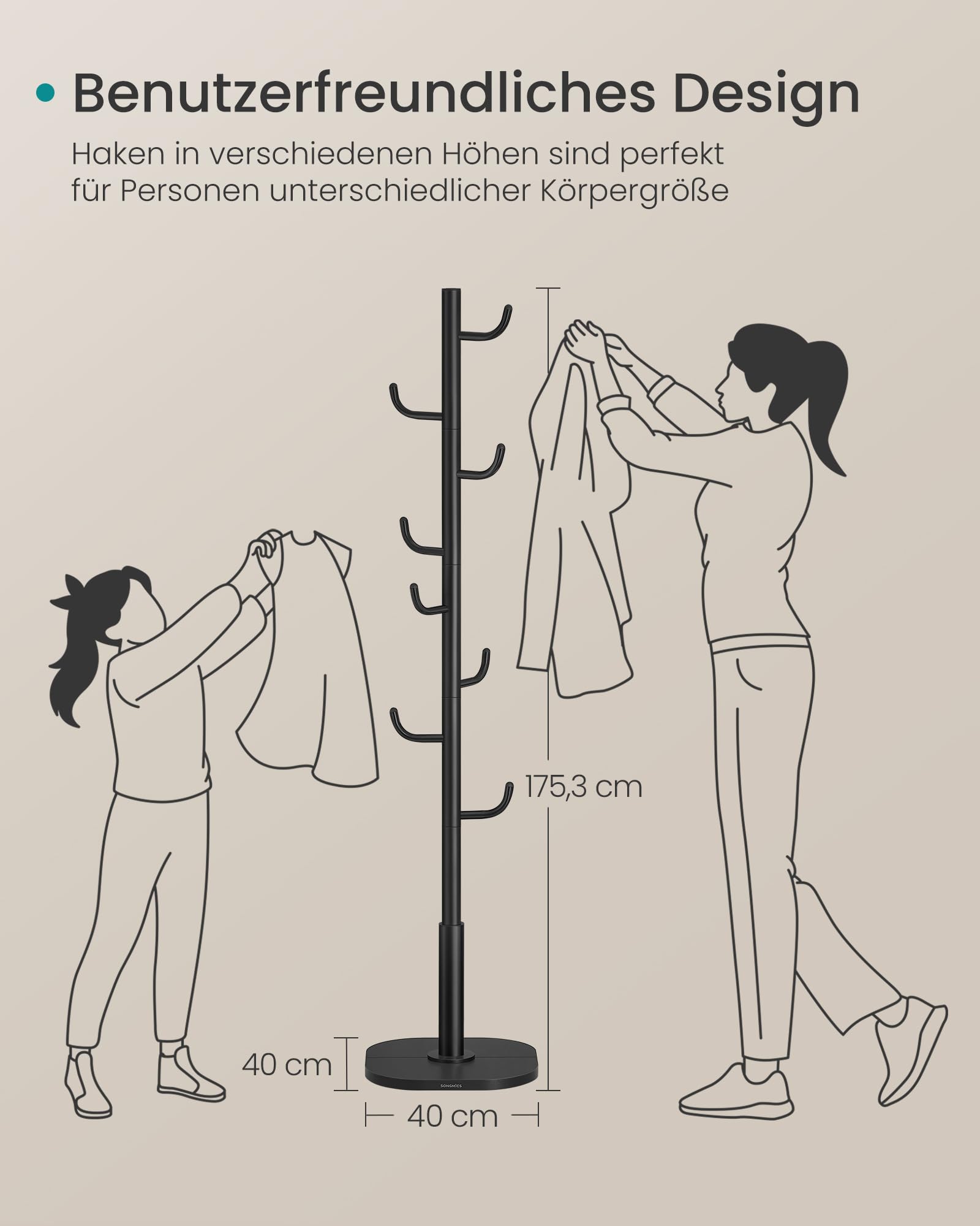 songmics-garderobe-in-kaktus-form-175-3-cm-mit-8-haken-schwarz image 5