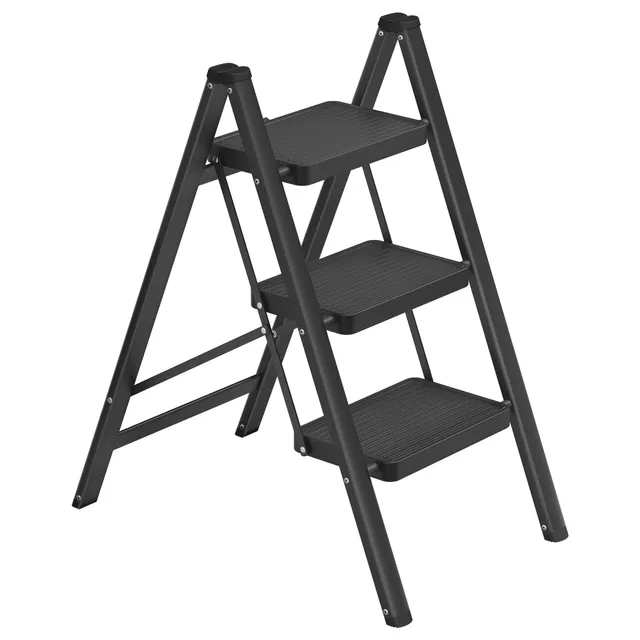 songmics-trittleiter-3-stufen-stahl-bis-150-kg-schwarz image 1
