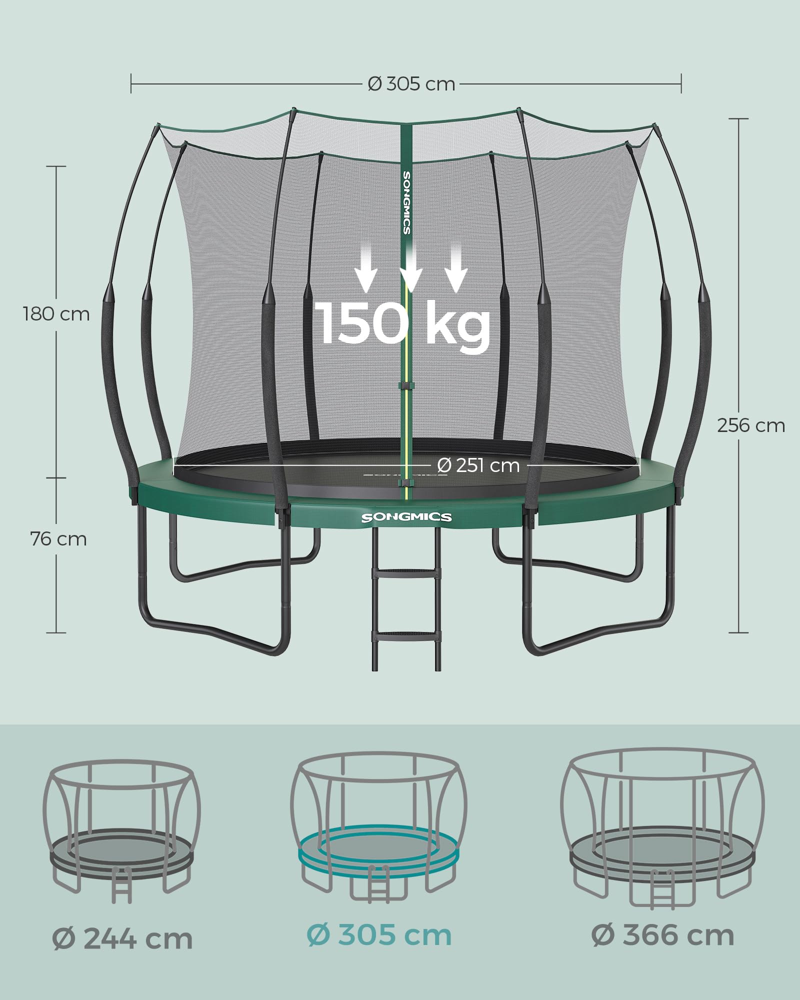 songmics-federloses-trampolin-outdoor-244-cm-gartentrampolin-mit-sicherheitsnetz image 7