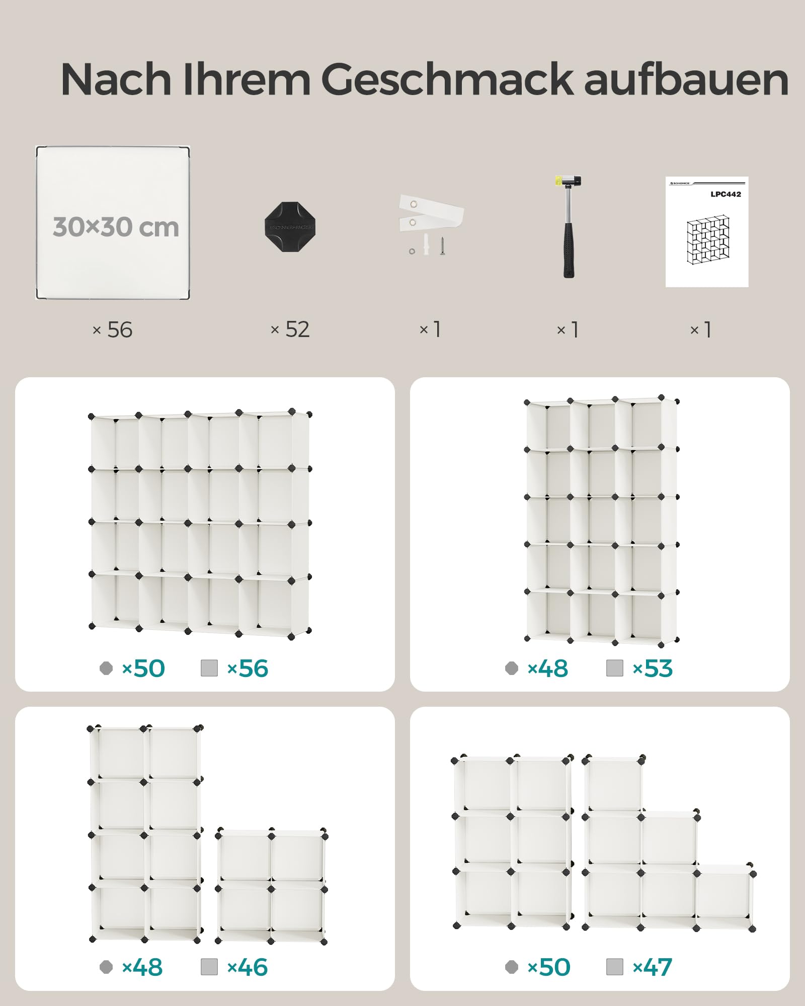 songmics-lpc442m01-steckregal-16-w-rfel-pp-kunststoff-cremewei image 7