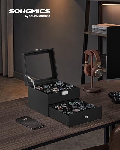 songmics-uhrenbox-jwb016b01-2-ebenen-16-f-cher-schwarz image 8