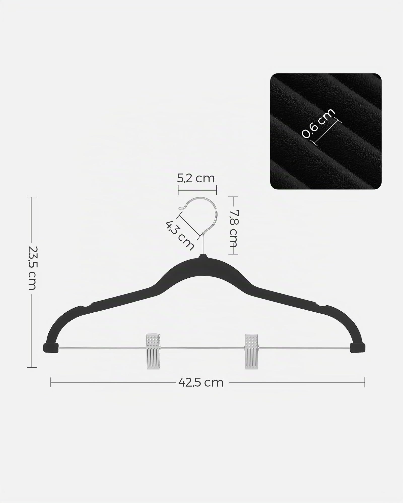 songmics-kleiderb-gel-samt-crf12b-12er-set-42-5-cm-mit-clips-schwarz image 7