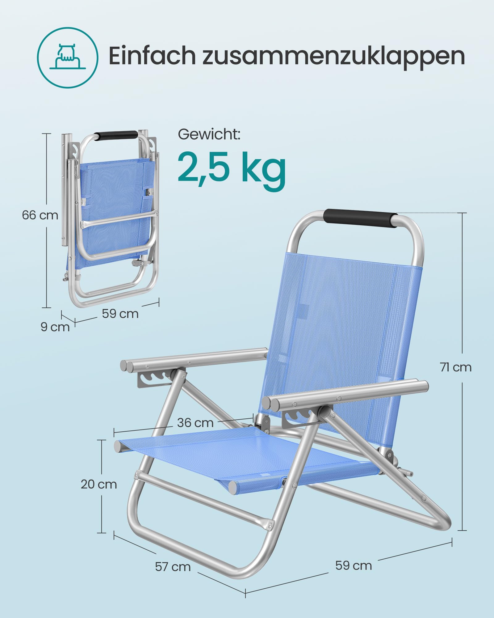 songmics-strandstuhl-klappstuhl-mit-4-stufig-verstellbarer-r-ckenlehne-und-armle-3 image 2
