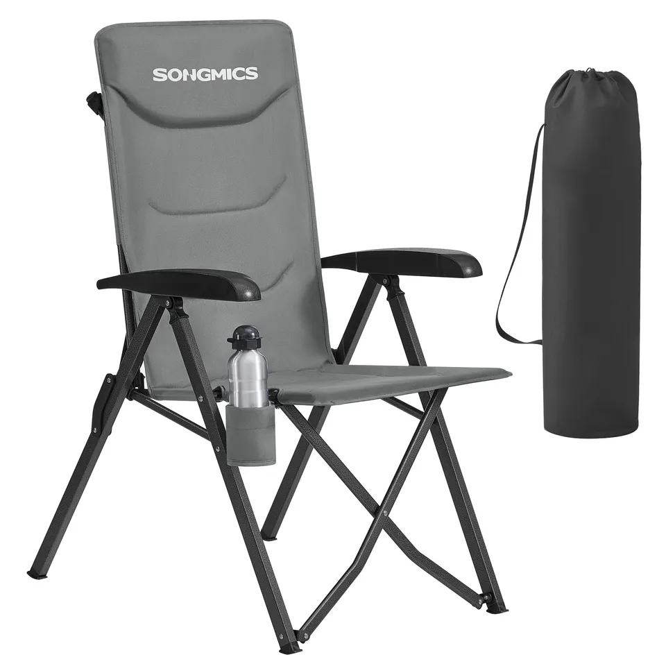 songmics-campingstuhl-gcb015gz01-klappstuhl-grau-verstellbar-95-150 image 1