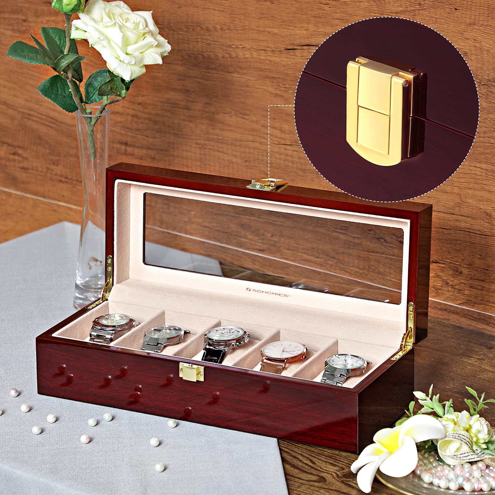 songmics-jow05rd-uhrenbox-holz-5-f-cher-mahagoni image 3
