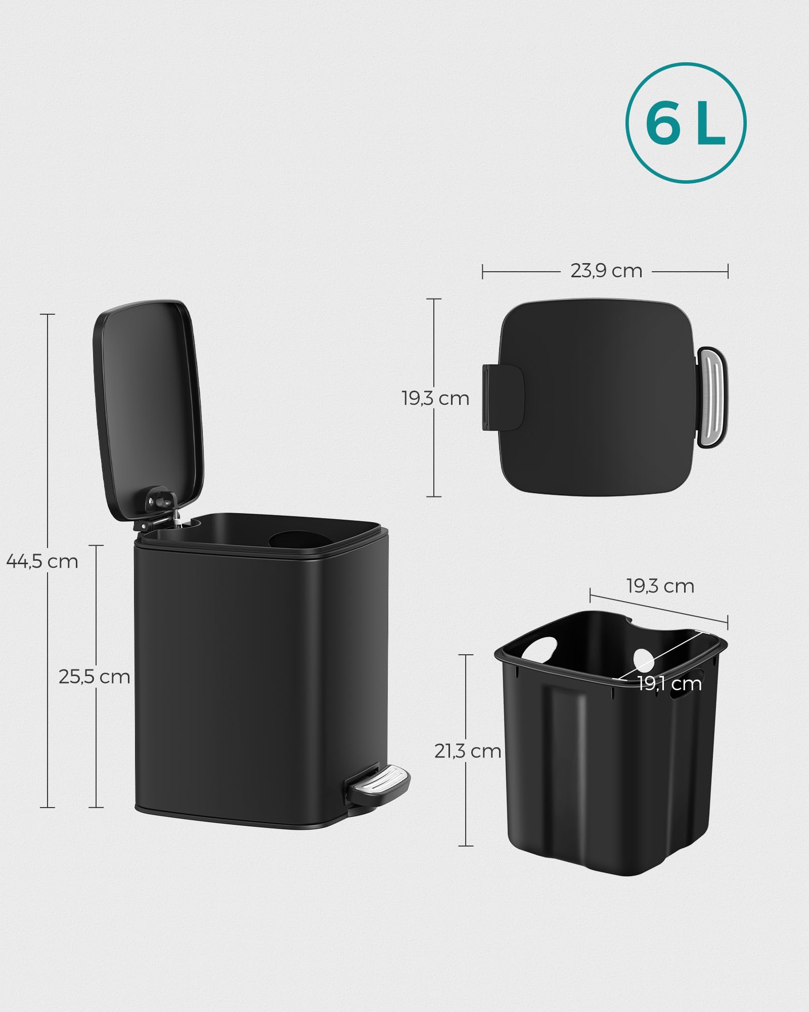 songmics-kosmetikeimer-6-liter-mit-pedal-tretm-lleimer-stahl-schwarz-ltb590b0602 image 7