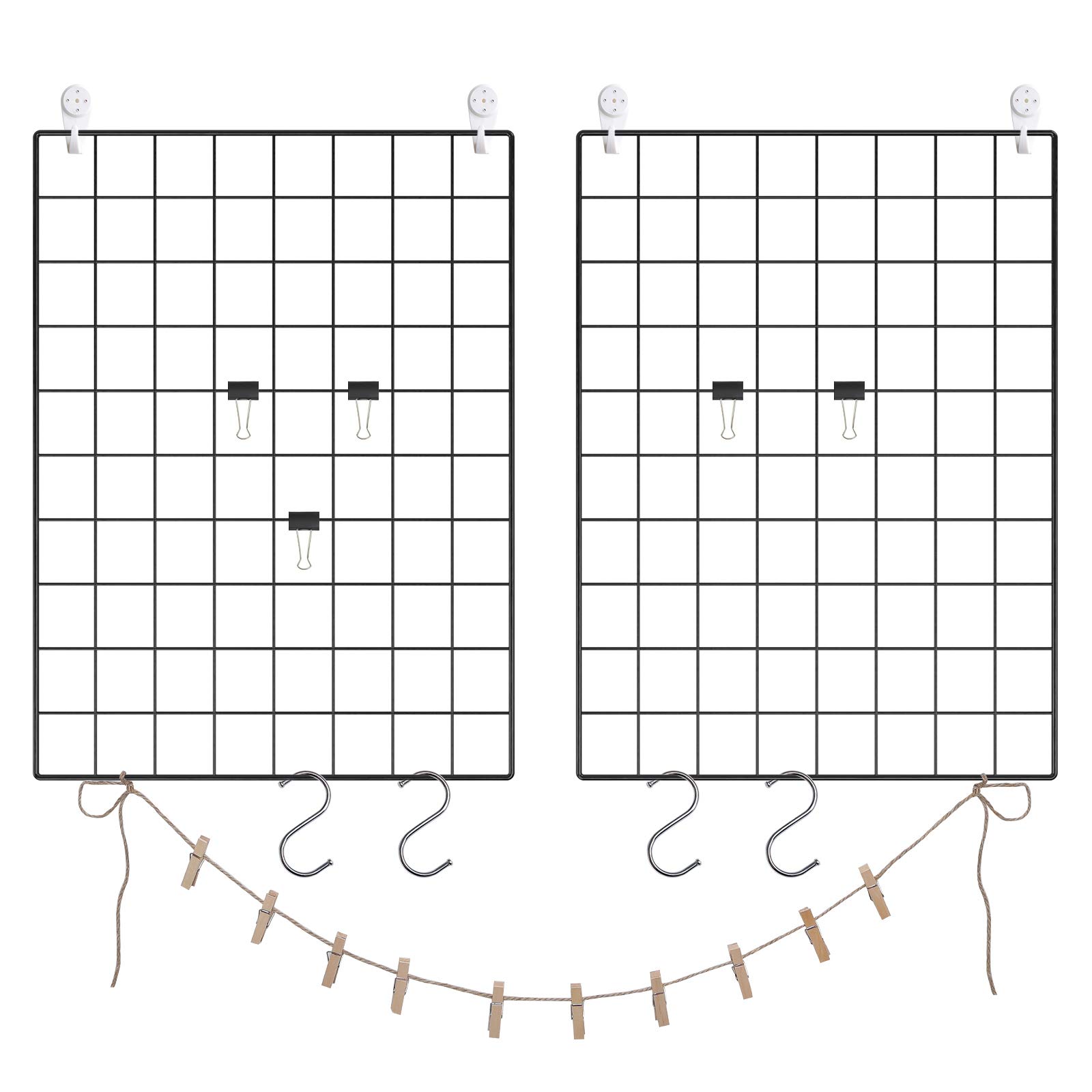 songmics-fotowand-drahtgitter-2er-set-lpp01h-schwarz-wandgitter-diy-deko image 1