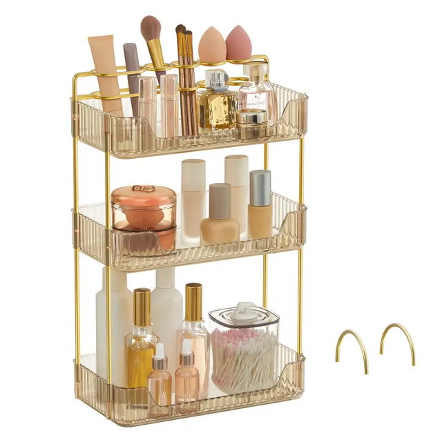 songmics-make-up-organizer-3-ebenen-champagnergold image 1