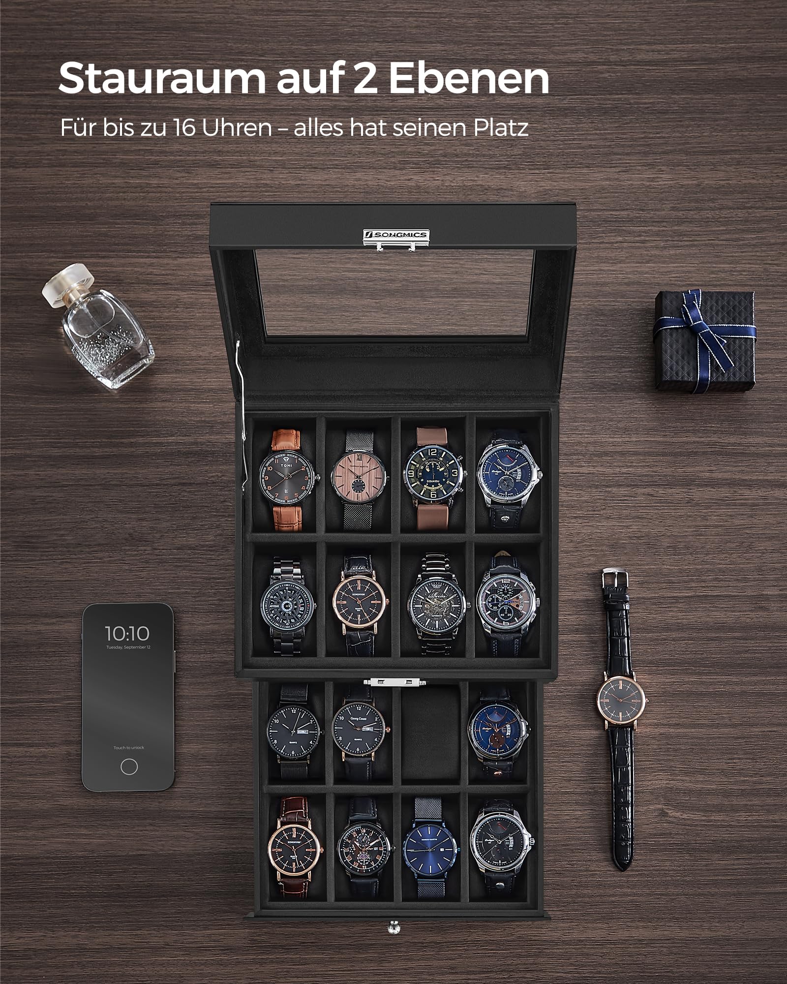 songmics-uhrenbox-jwb016b01-2-ebenen-16-f-cher-schwarz image 4