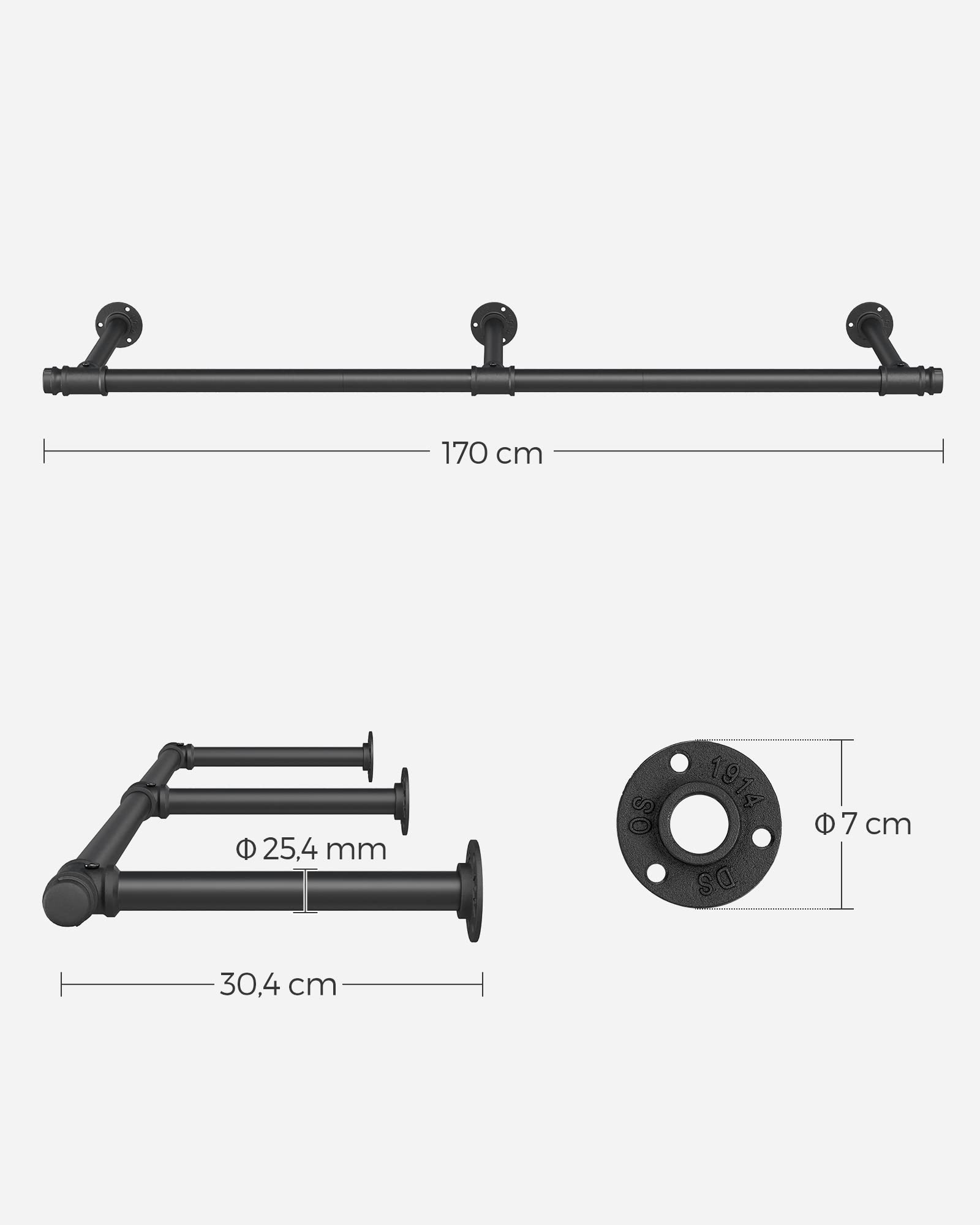 songmics-kleiderstange-wand-hsr104b01-schwarz-170-cm-68-kg image 5