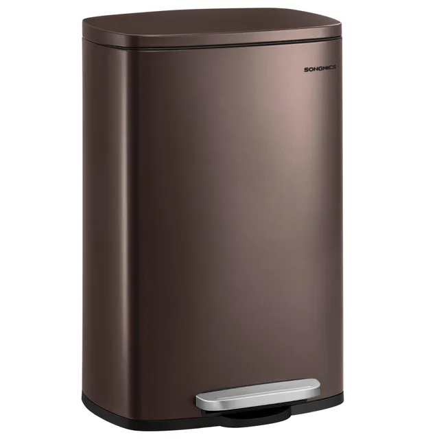 songmics-k-chenabfalleimer-50-l-ltb50br02-treteimer-stahl-braun-soft-close image 1