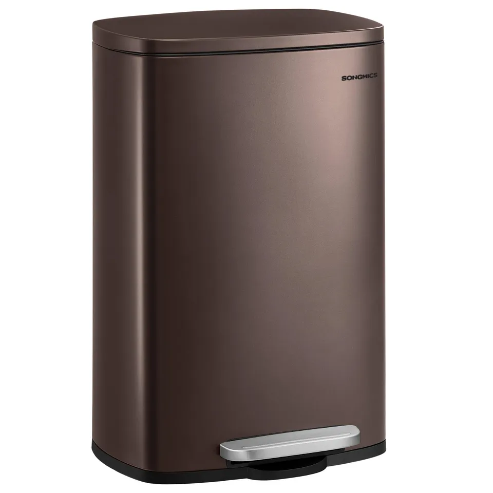 songmics-k-chenabfalleimer-50-l-ltb50br02-treteimer-stahl-braun-soft-close image 1