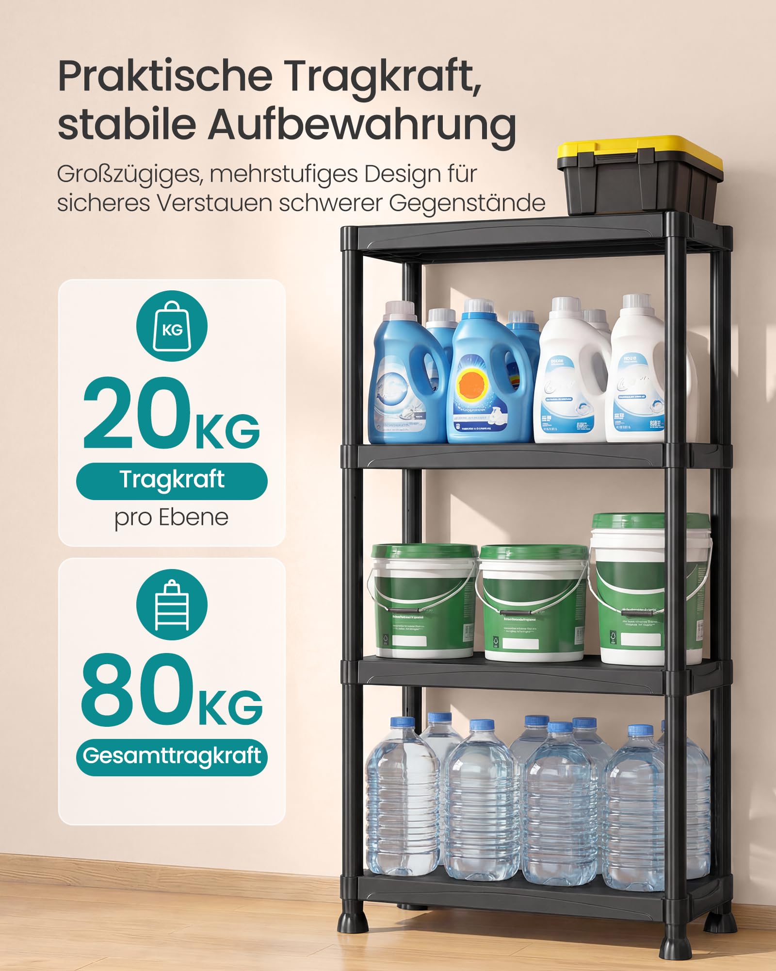 songmics-kellerregal-4-ebenen-kunststoffregal-60-x-30-x-133-5-cm-bis-80-kg-schwa image 4
