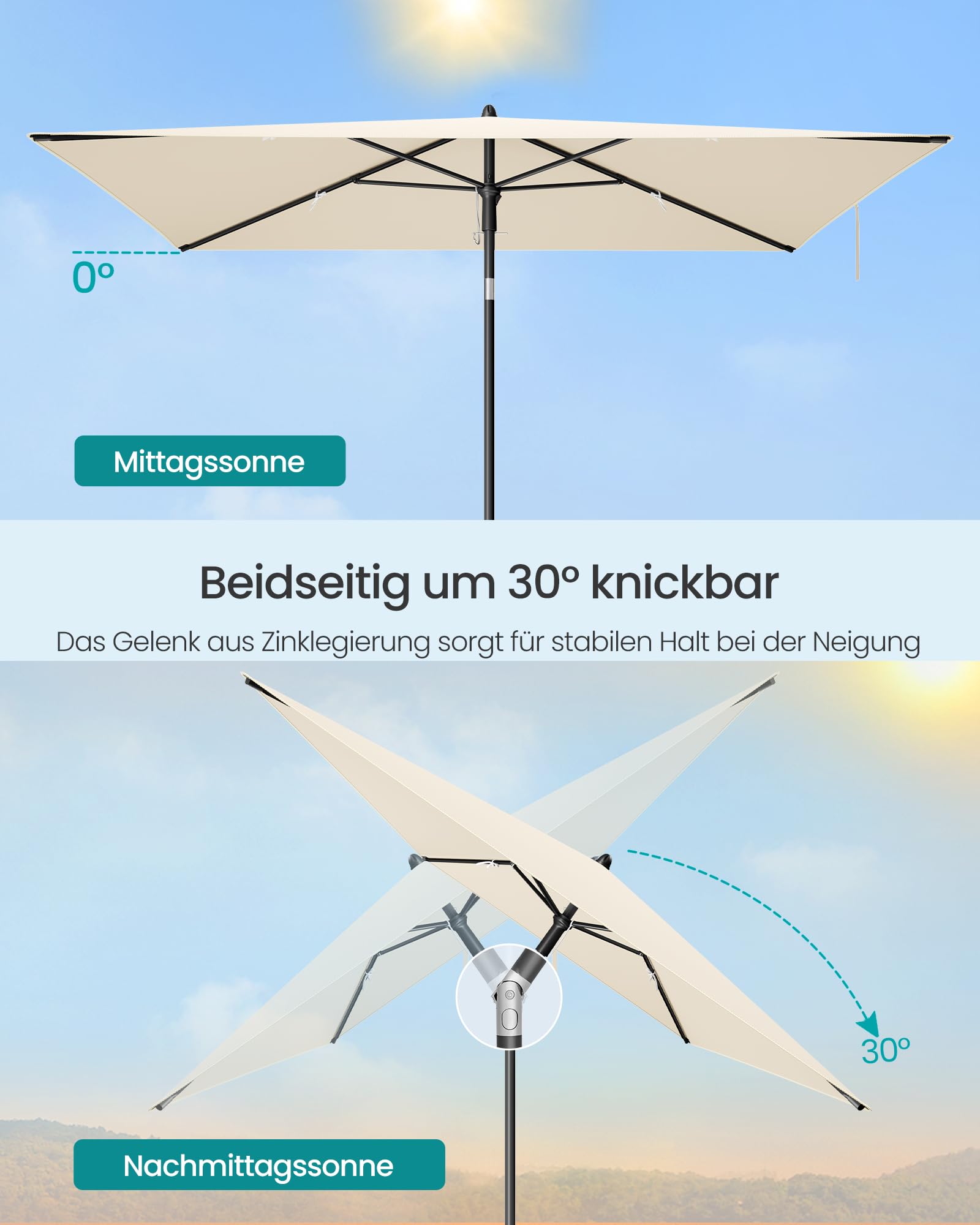 songmics-sonnenschirm-balkon-rechteckig-232-x-149-cm-knickbar-upf-50 image 3