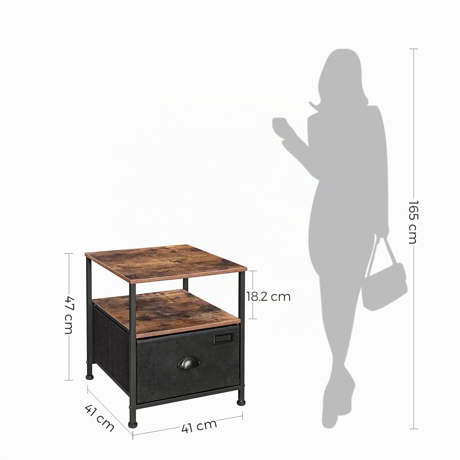 songmics-lvt02h-nachttisch-beistelltisch-1-schublade-vintagebraun-schwarz image 3