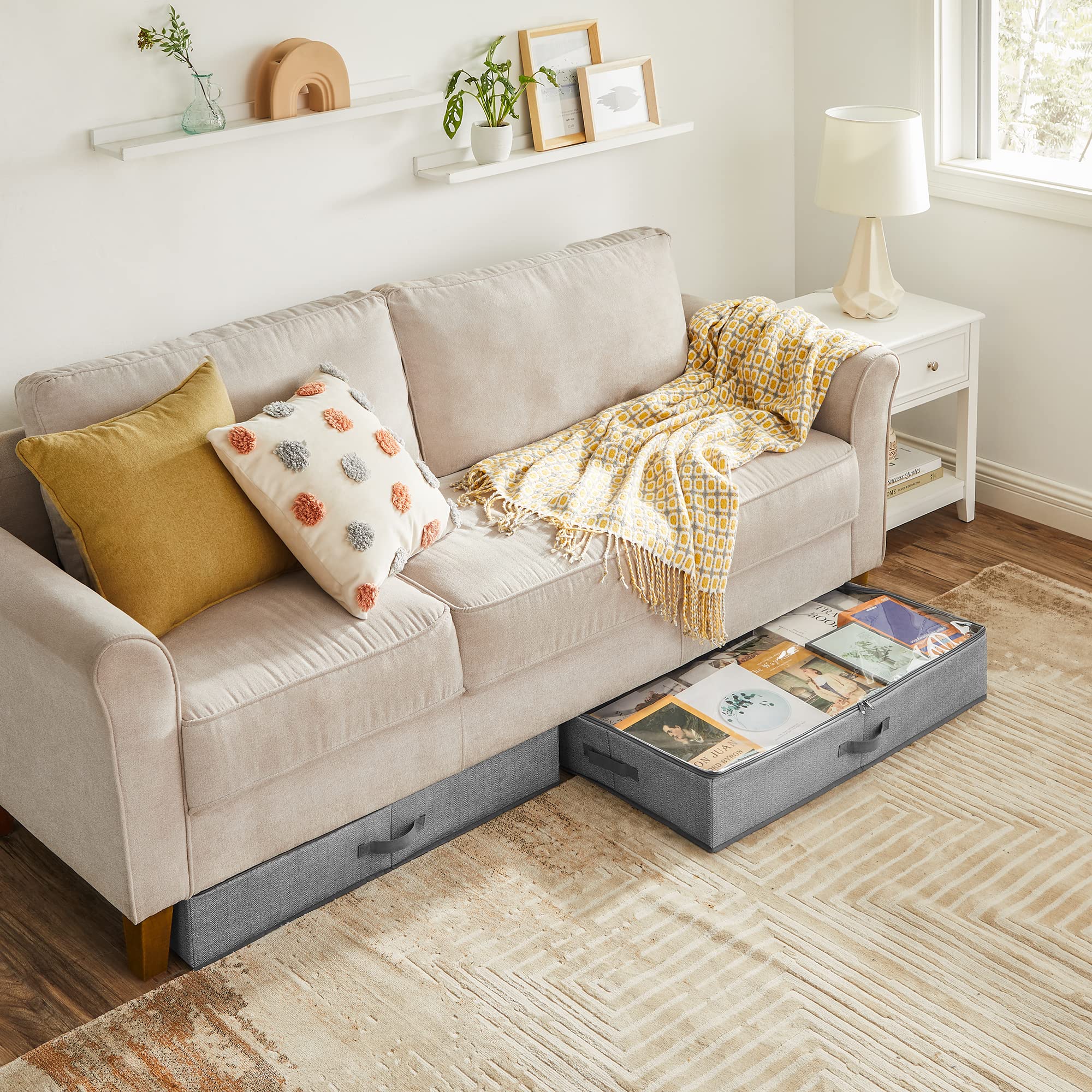 songmics-unterbett-aufbewahrungsbox-2er-set-faltbar-grau image 2