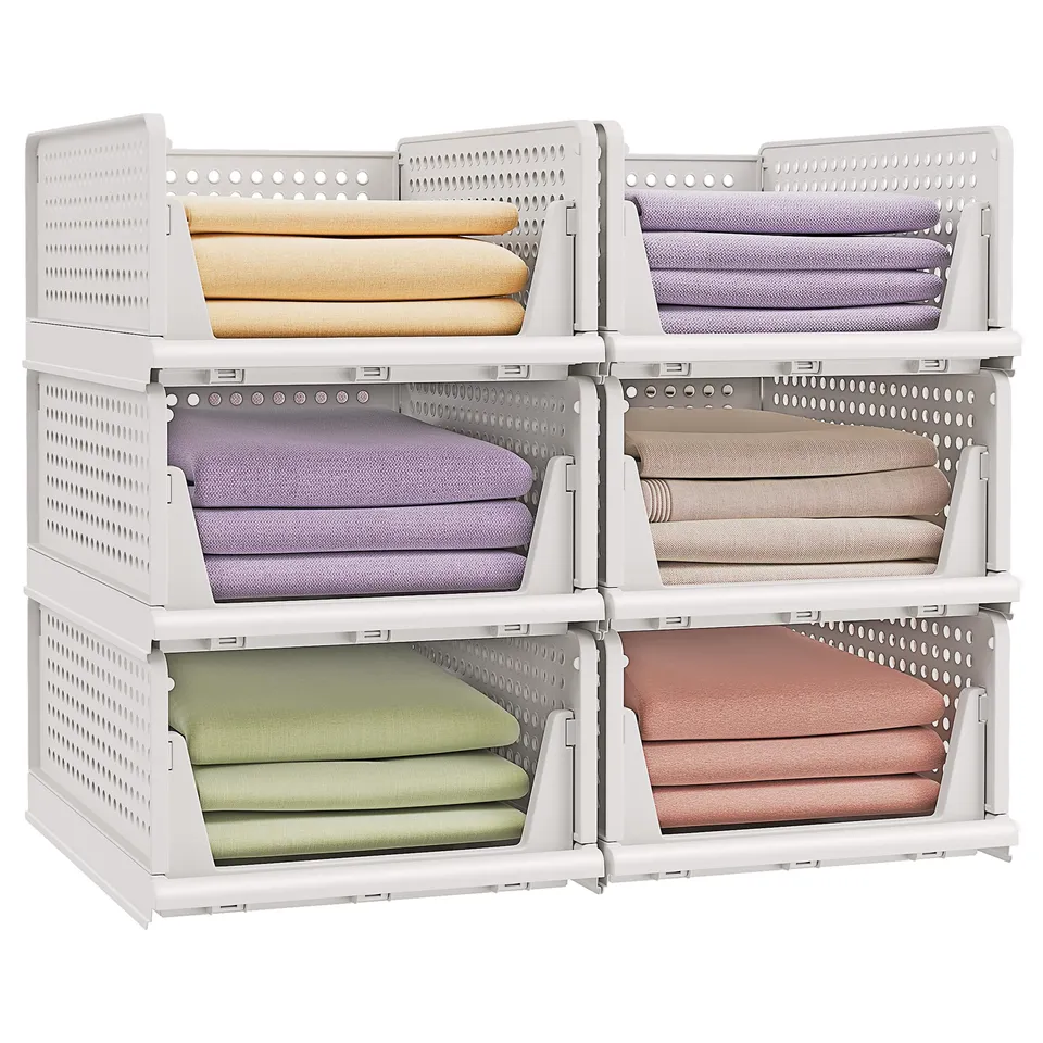 songmics-schrank-organizer-6er-set-klappboxen-stapelbar-ausziehbar image 1