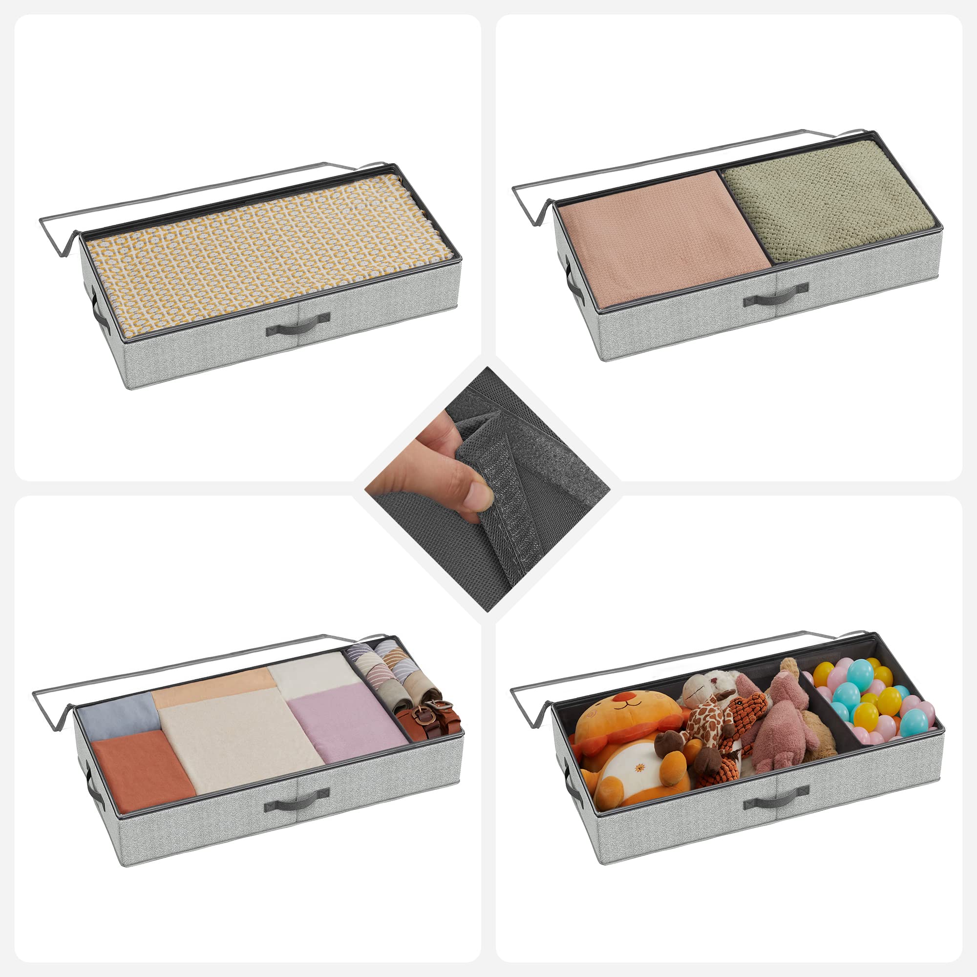 songmics-unterbett-aufbewahrungsbox-2er-set-faltbar-grau image 3
