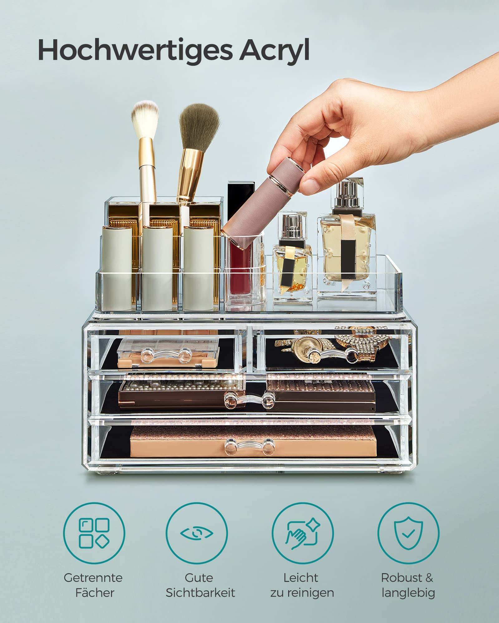 songmics-make-up-organizer-jka001tp-kosmetik-organizer-transparent-mit-4-schubla image 5