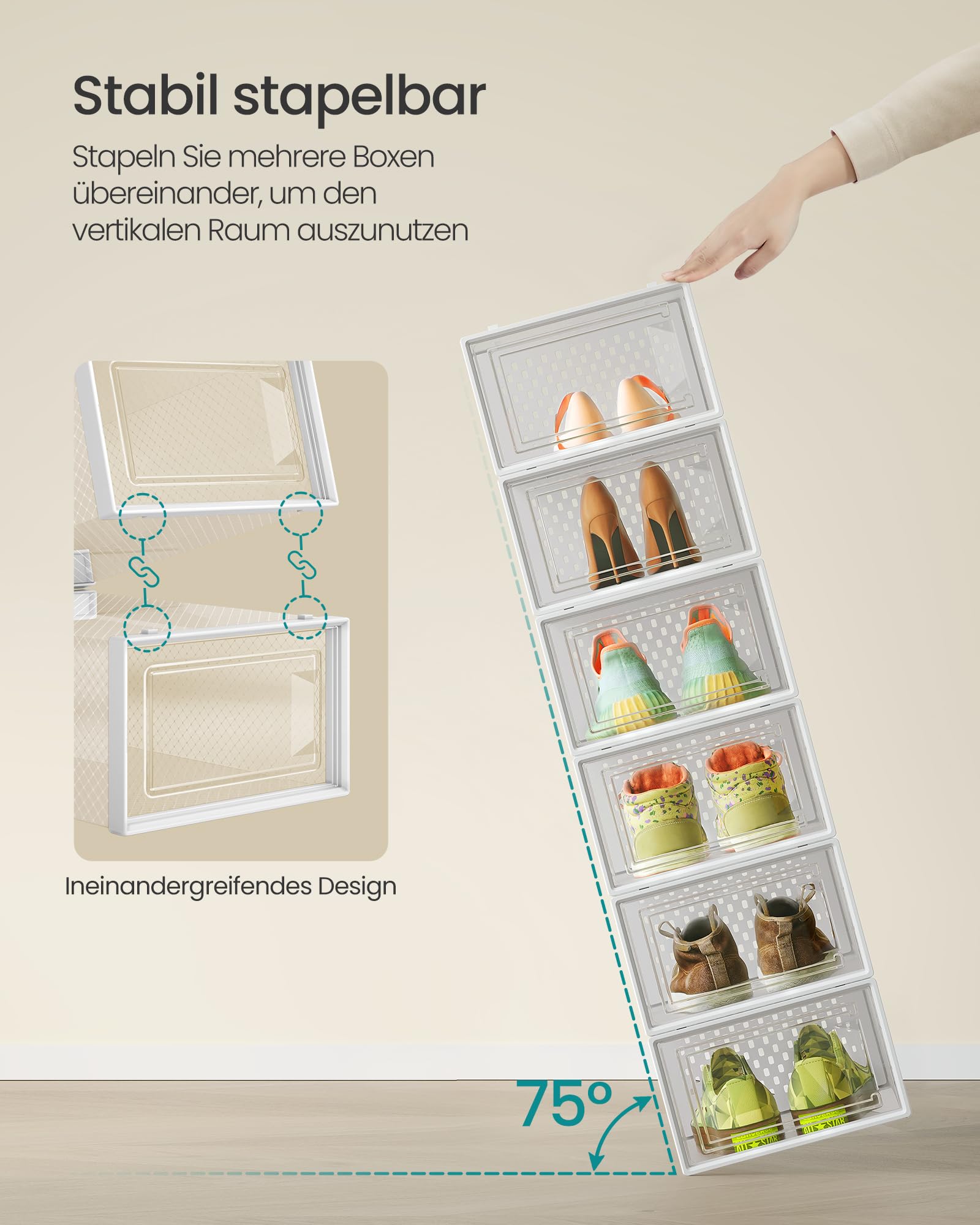 songmics-lsp18swt-schuhboxen-18er-set-kunststoff-transparent-faltbar-stapelbar-g image 3