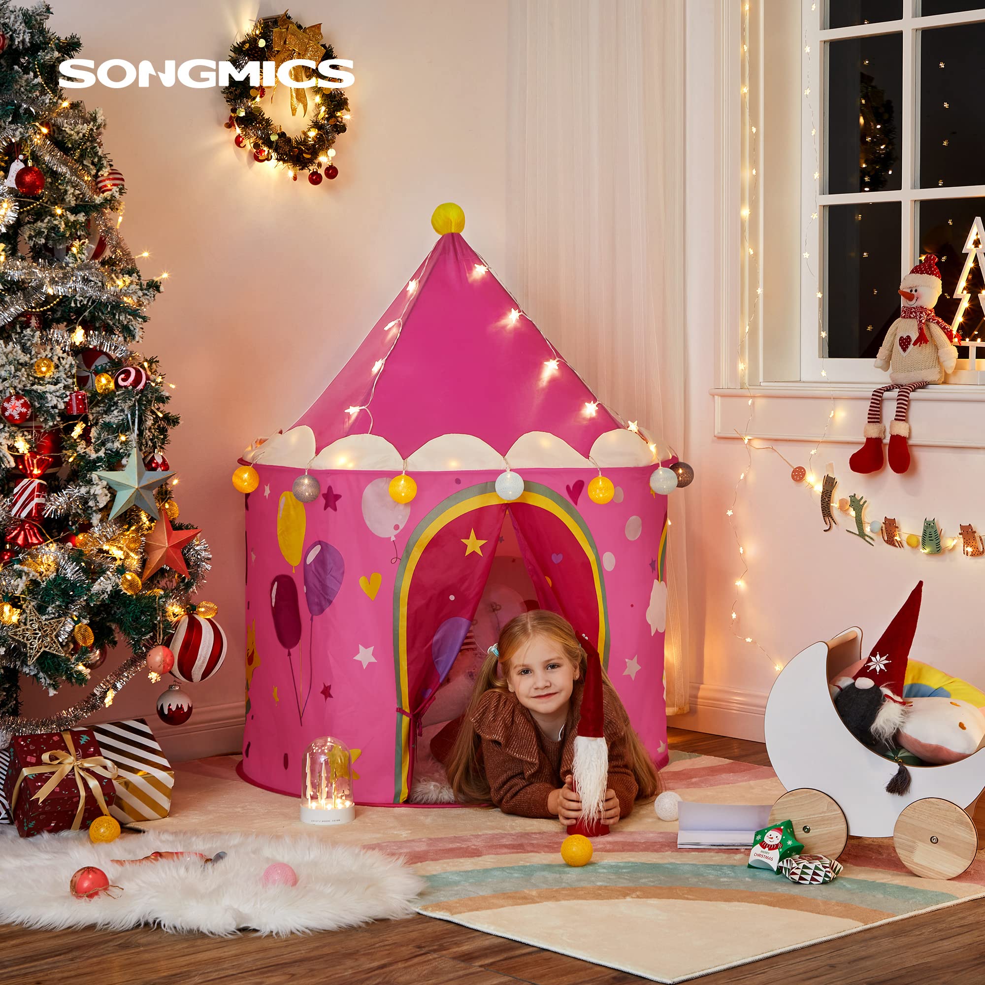 songmics-spielzelt-prinzessinnenschloss-pop-up-tipi-pink-gelb-lpt04py image 2