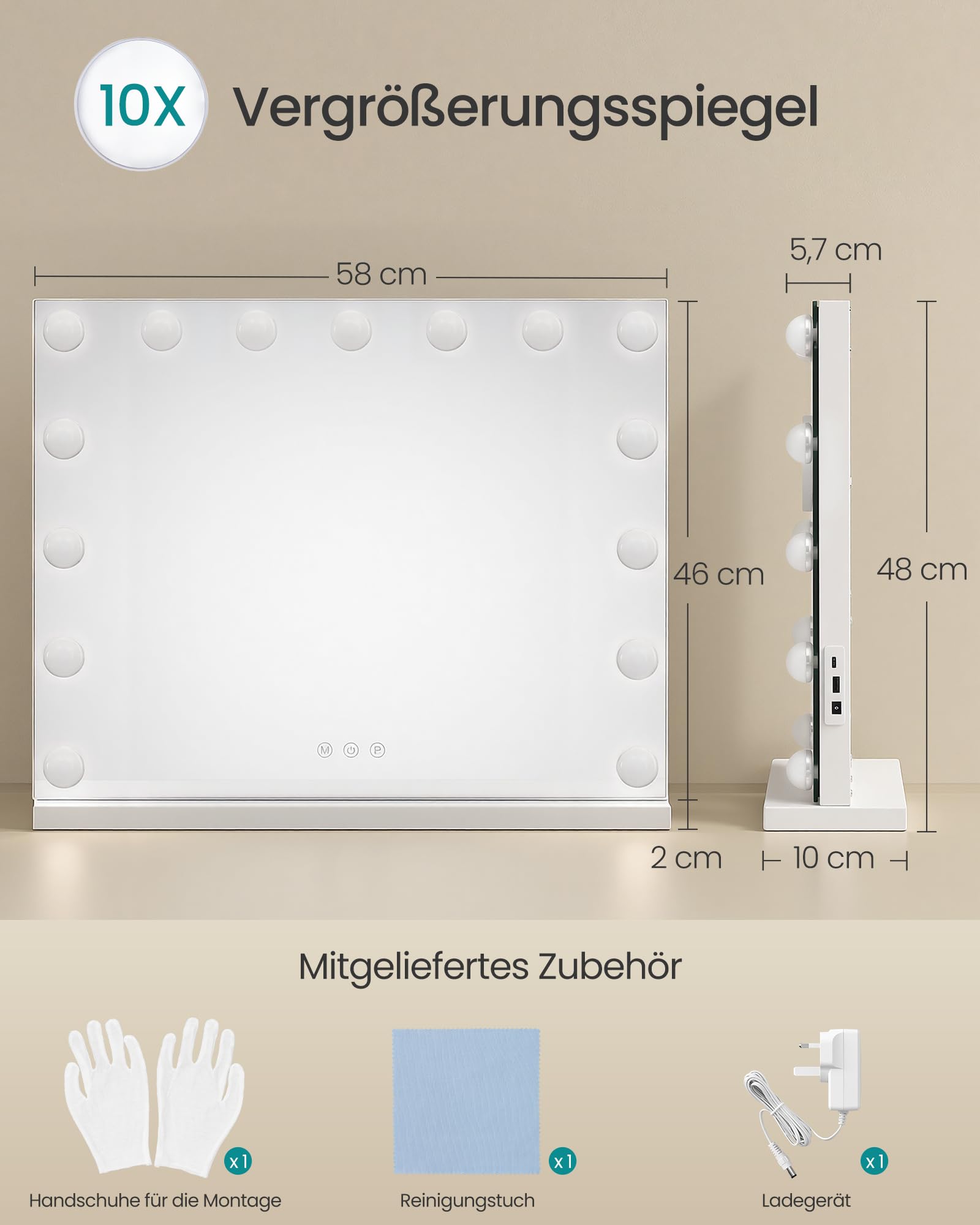 songmics-hollywood-schminkspiegel-mit-beleuchtung-15-leds-kosmetikspiegel-mattwe image 5