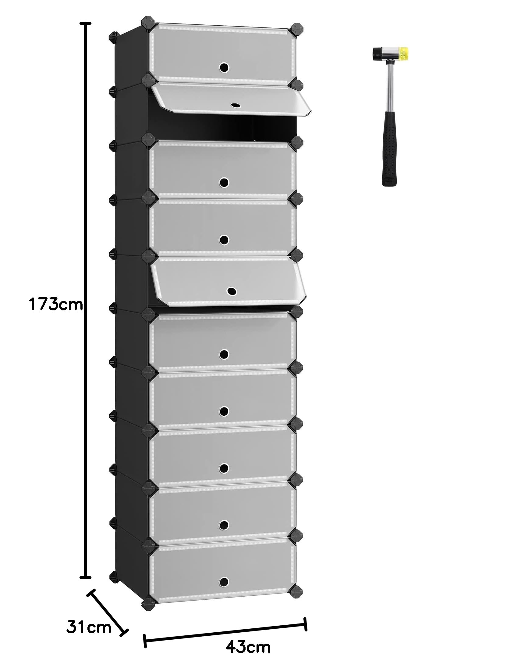 songmics-lpc10hv1-schuhregal-mit-t-r-steckregal-10-ebenen-schwarz image 3