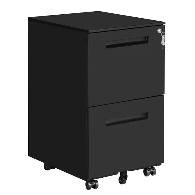 songmics-rollcontainer-ofc52bk-aktenschrank-2-schubladen-abschlie-bar-45-x-39-x- image 1