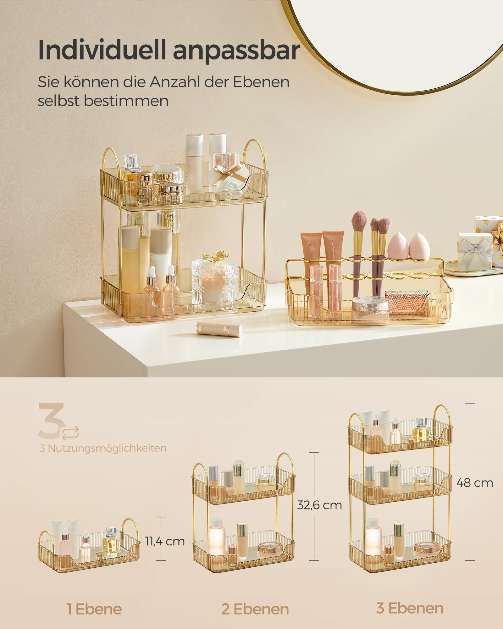 songmics-make-up-organizer-3-ebenen-champagnergold image 3