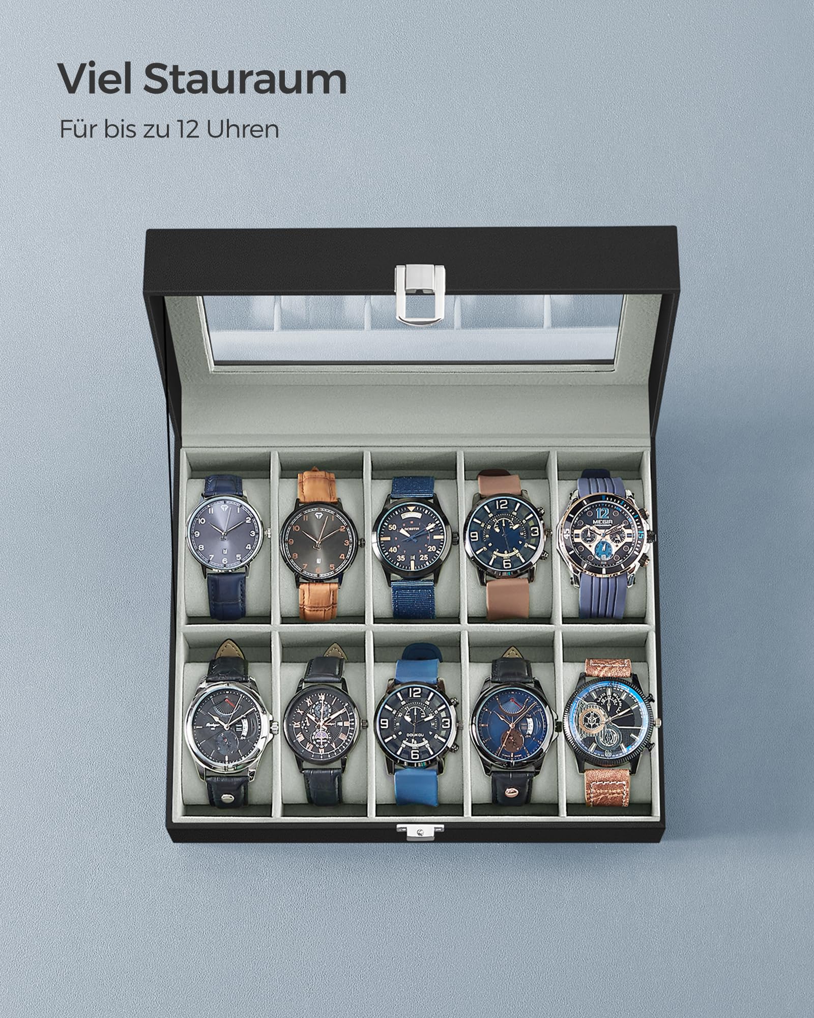 songmics-jwb010bk-uhrenbox-10-f-cher-mit-glasdeckel-und-samt-pu-schwarz image 5