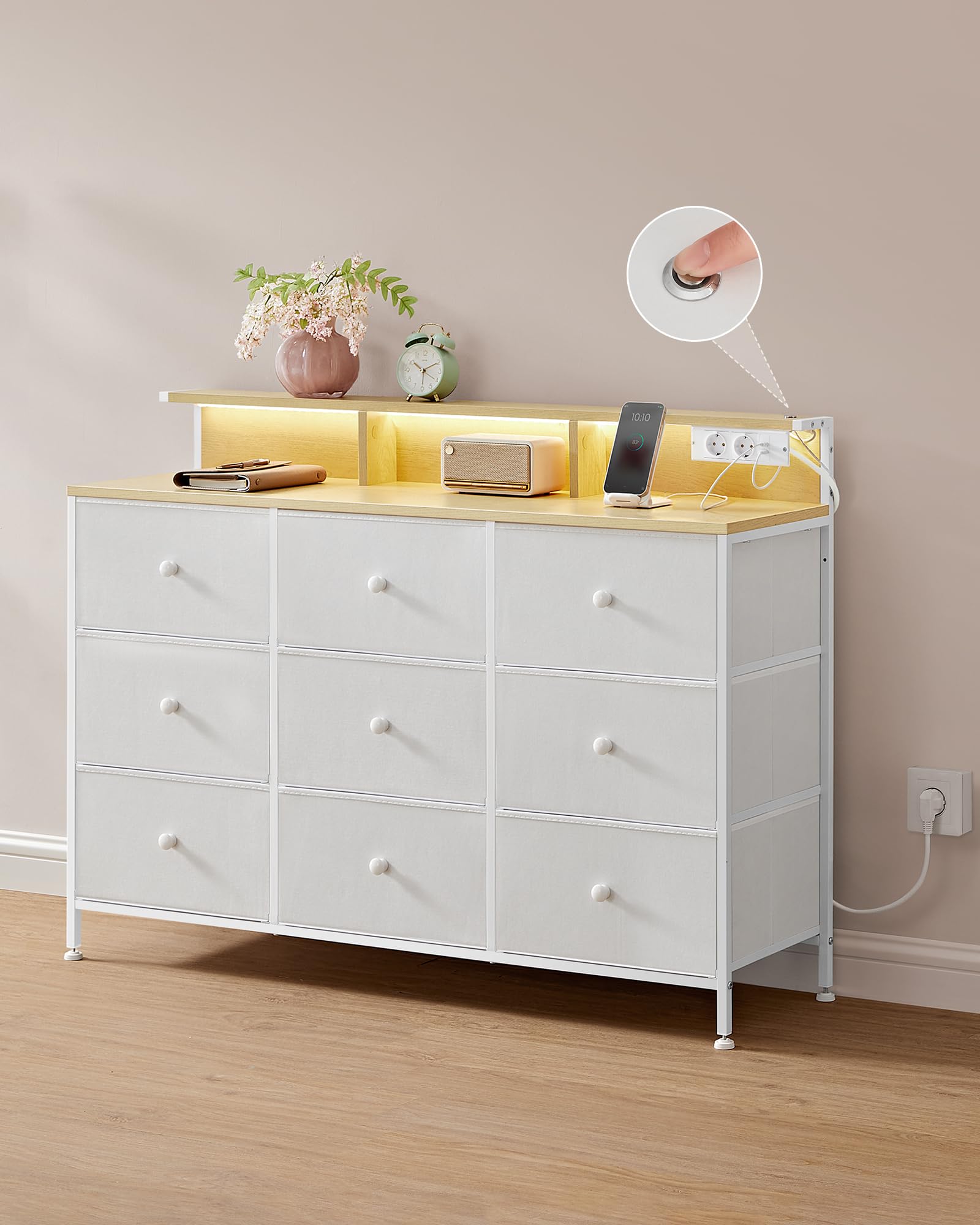 songmics-kommode-9-schubladen-mit-led-weiss-114-cm image 2
