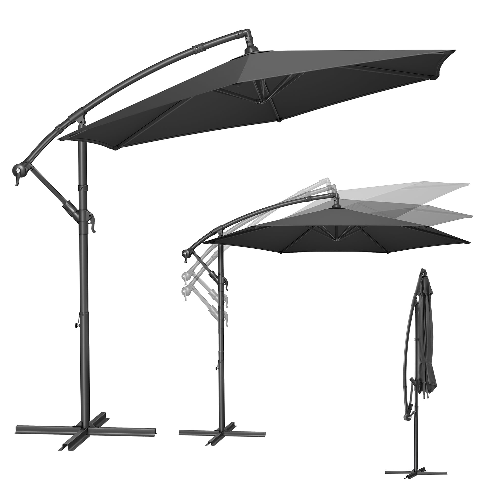 songmics-ampelschirm-300-cm-mit-st-nder-upf-50-grau-gpu116g01v1 image 1