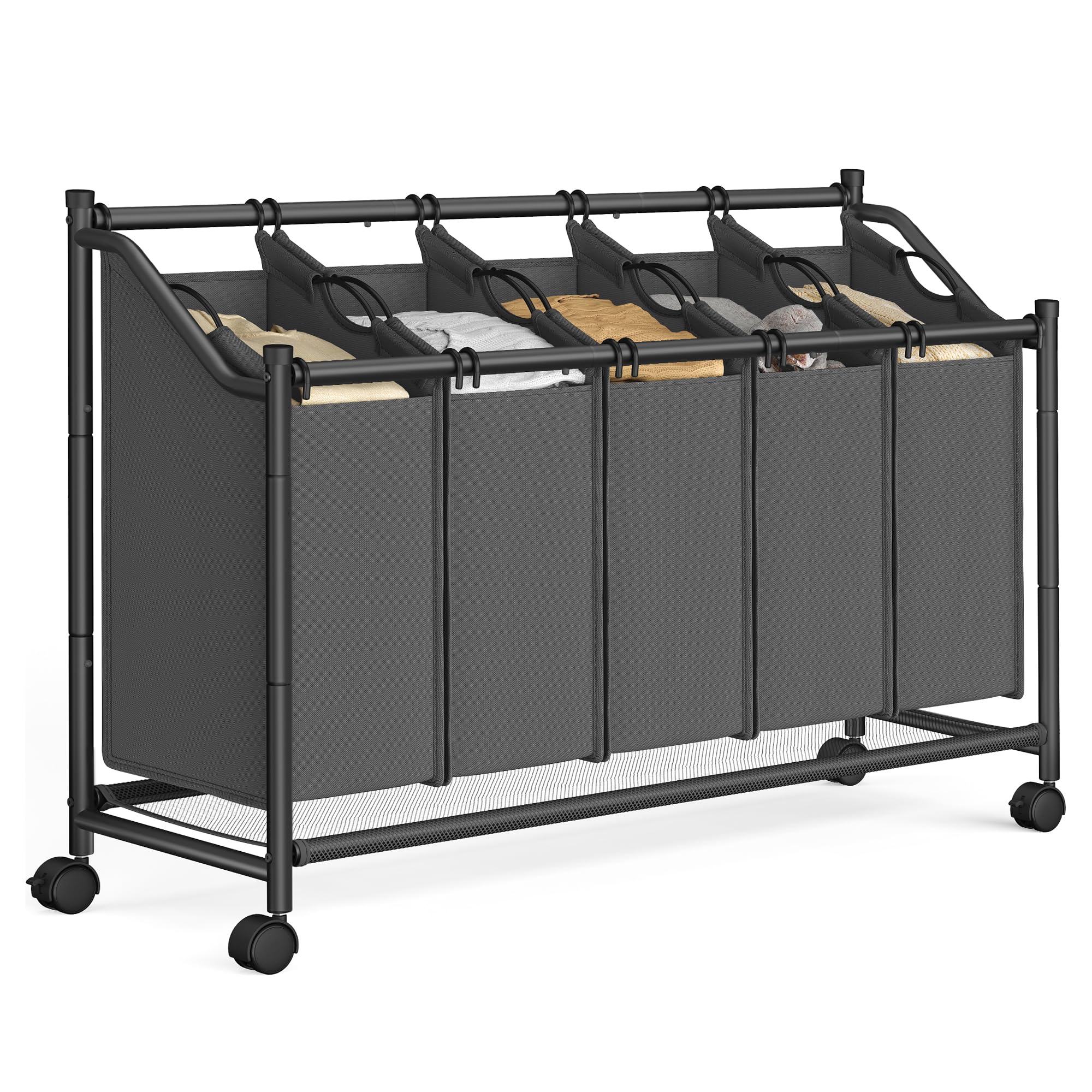 songmics-rls103g01-w-schekorb-mit-rollen-5x35l-175l-schiefergrau image 1