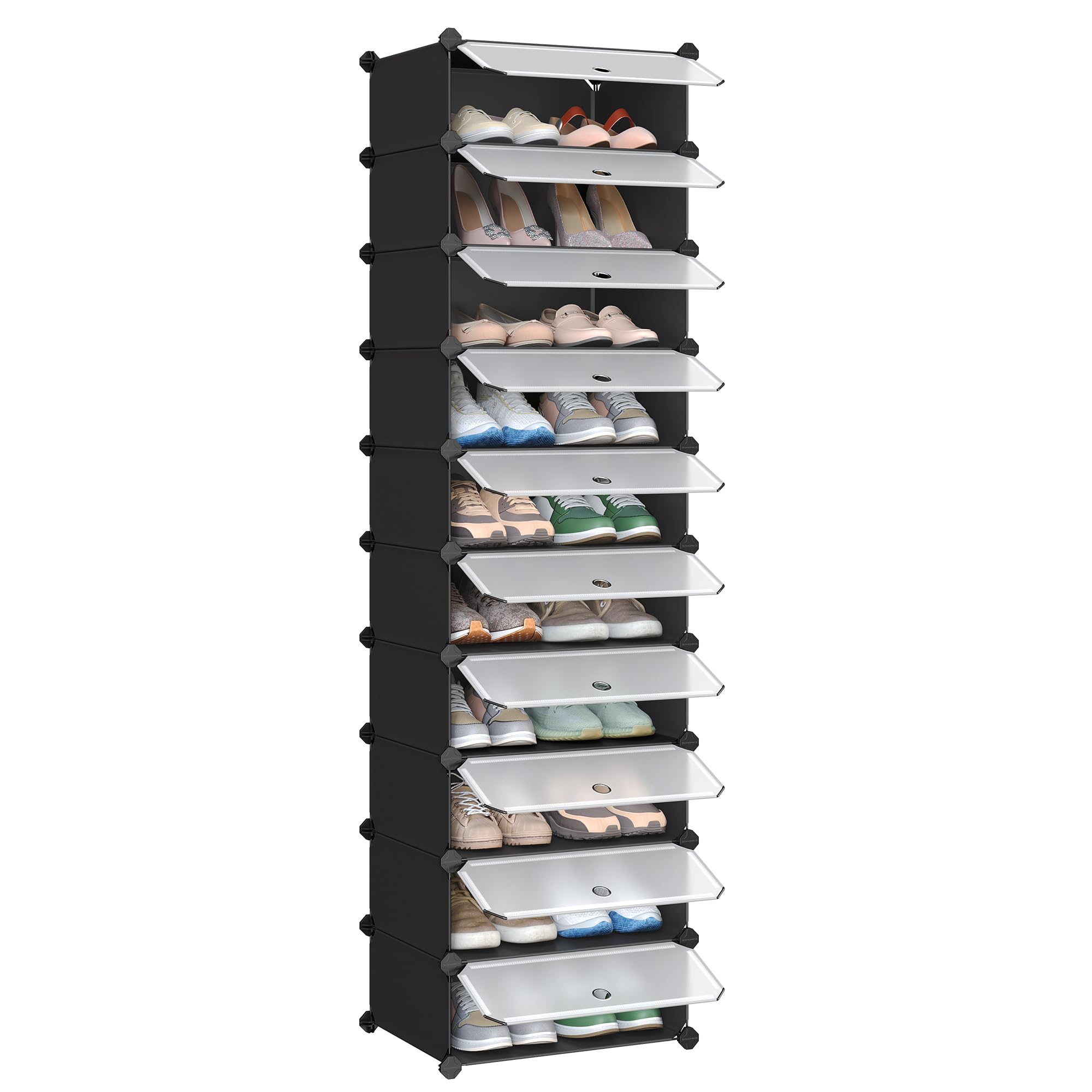 songmics-lpc10hv1-schuhregal-mit-t-r-steckregal-10-ebenen-schwarz image 1