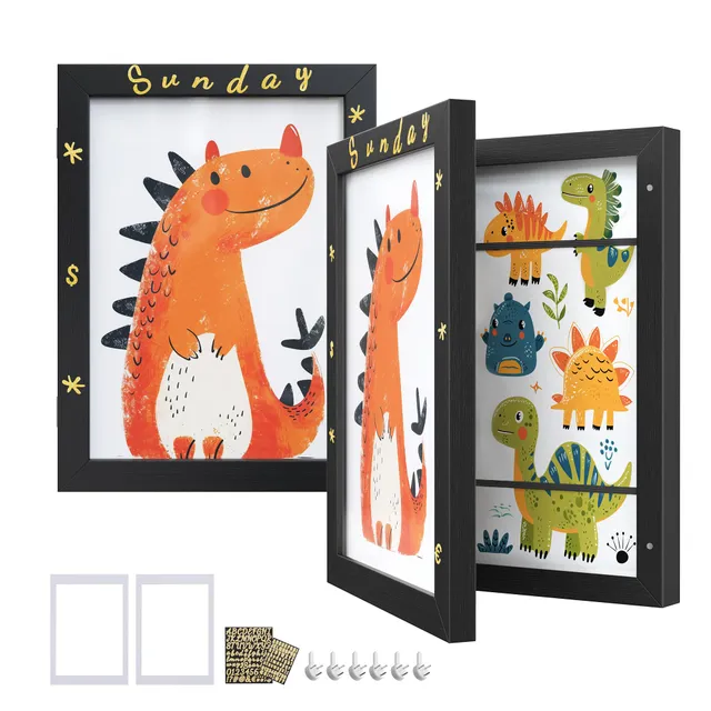 songmics-bilderrahmen-rpf052b02-2er-set-a4-kinder-kunstrahmen-aschschwarz-f-r-15 image 1