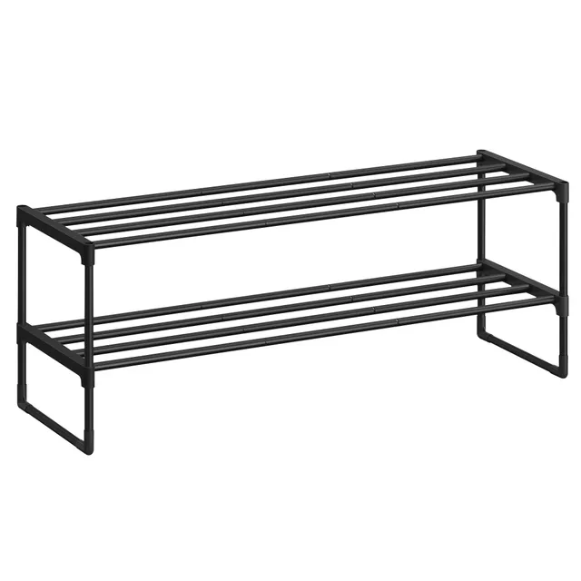 songmics-schuhregal-lsa12bkv2-schwarz-2-ebenen-metall-f-r-12-15-paar-30-x-92-x-3 image 1