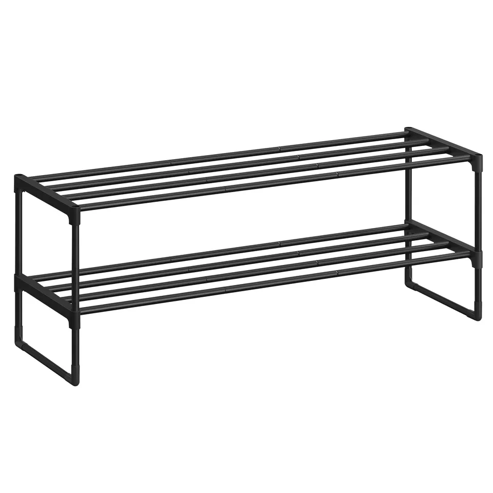 songmics-schuhregal-lsa12bkv2-schwarz-2-ebenen-metall-f-r-12-15-paar-30-x-92-x-3 image 1