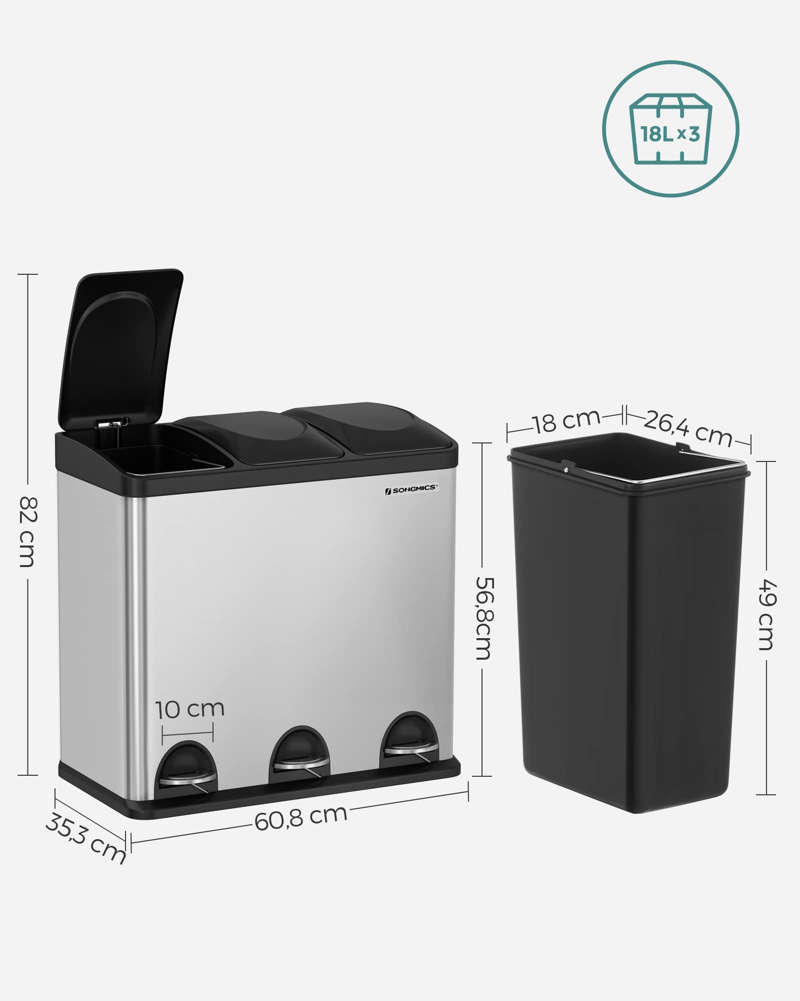 songmics-m-lleimer-f-r-die-k-che-treteimer-mit-3-f-chern-3-x-18-liter-54-liter image 5
