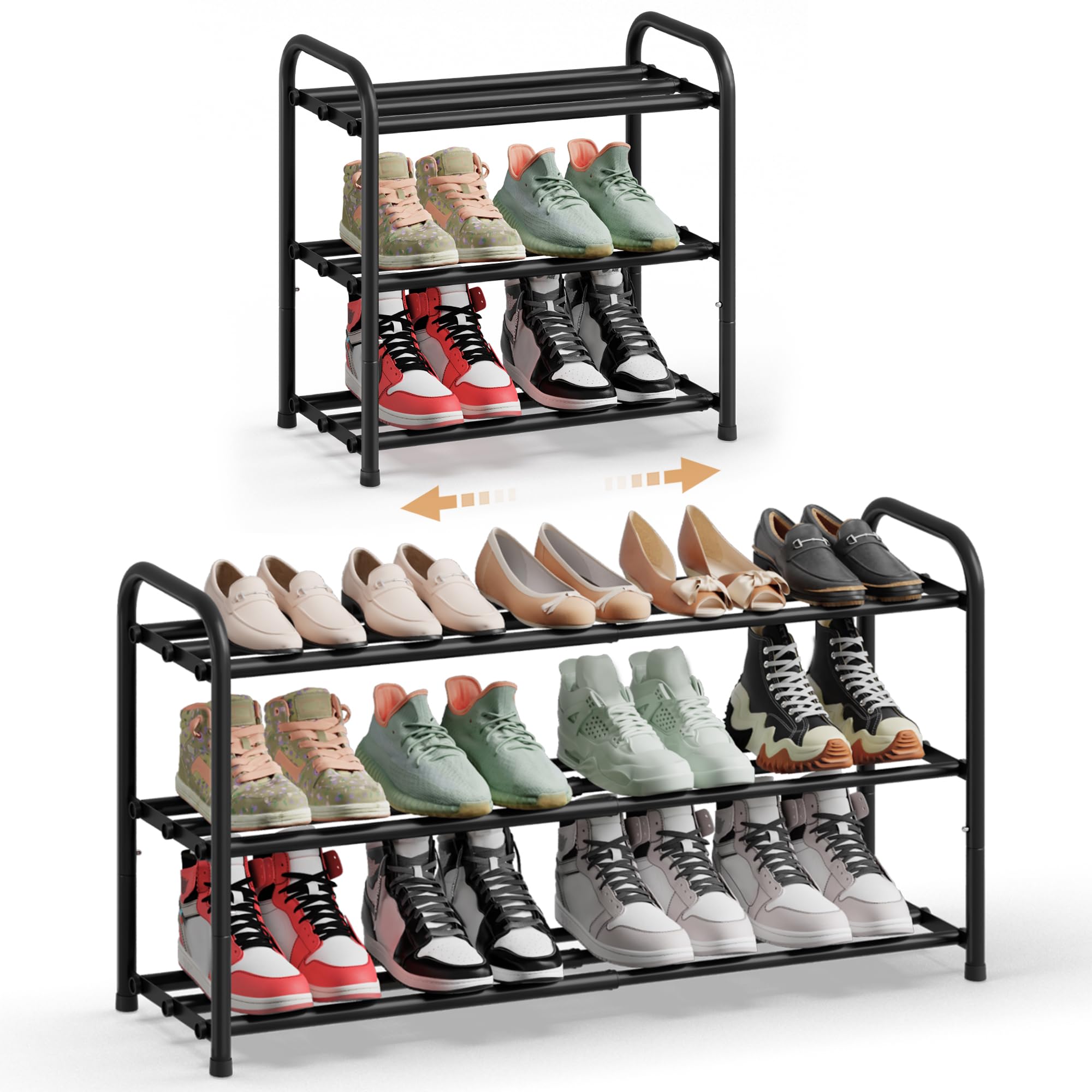 songmics-schuhregal-ausziehbar-2-ebenen-metall-tintenschwarz-lmr026bd01 image 8