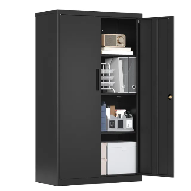 songmics-aktenschrank-abschlie-bar-80-x-40-x-140-cm-metallschrank-mit-2-t-ren image 1