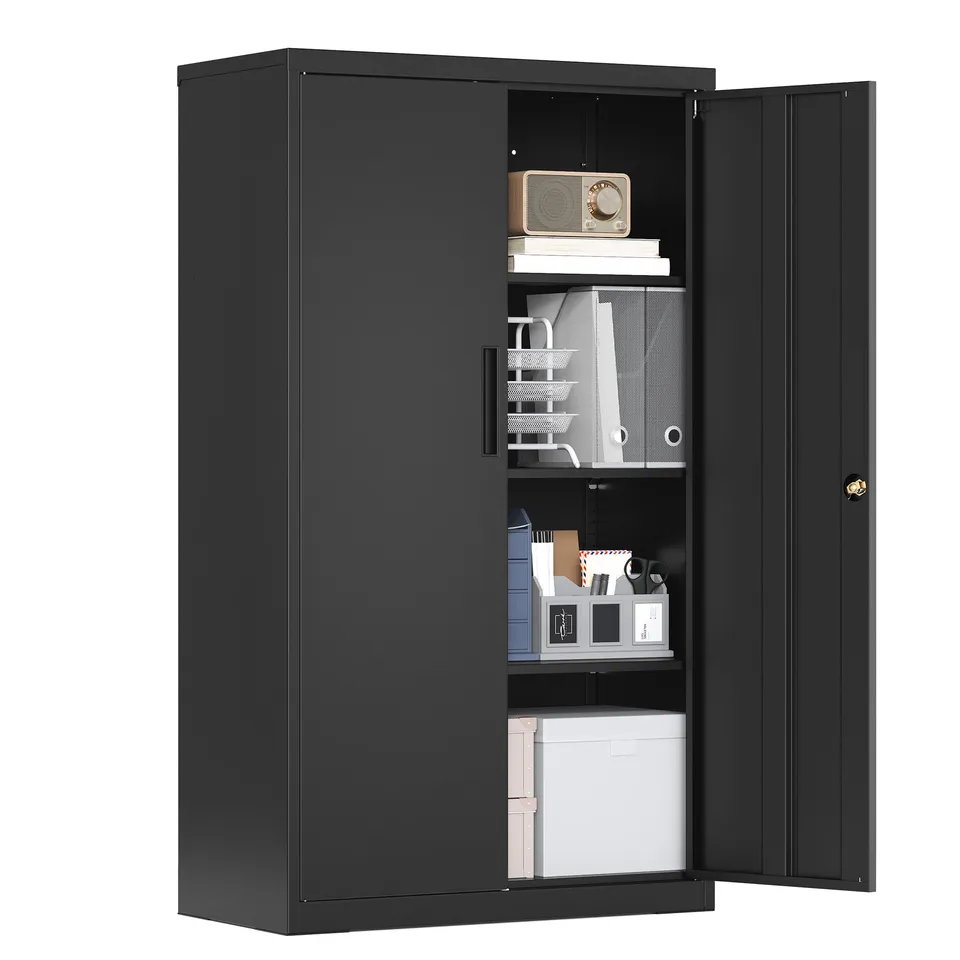 songmics-aktenschrank-abschlie-bar-80-x-40-x-140-cm-metallschrank-mit-2-t-ren image 1
