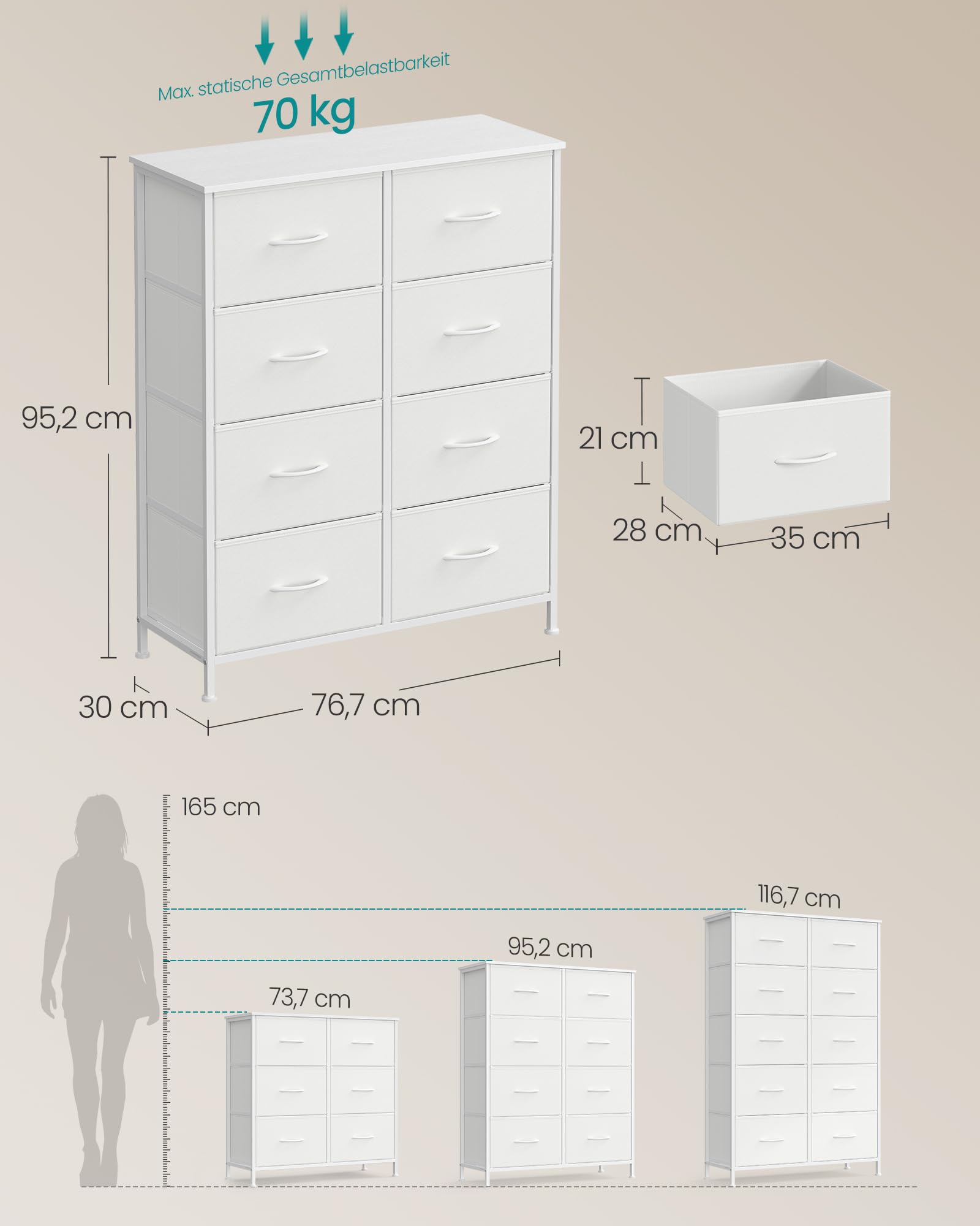 songmics-bellah-kommode-lgs124wh01-mit-8-schubladen-wolkenwei-schneewei image 2