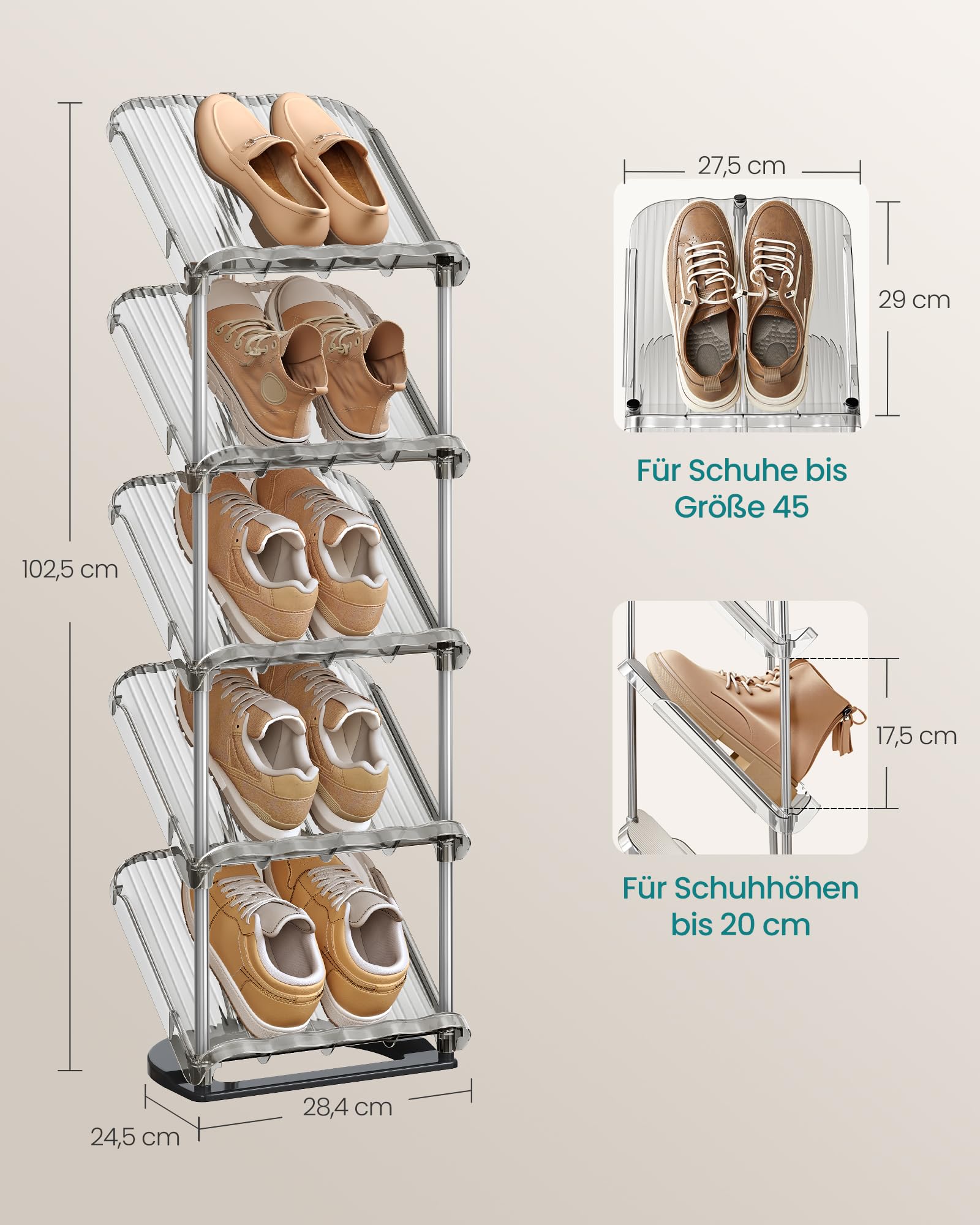 songmics-schuhregal-lpc049gz01-5-ebenen-schr-g-grau-24-5-x-28-4-x-102-5-cm image 3