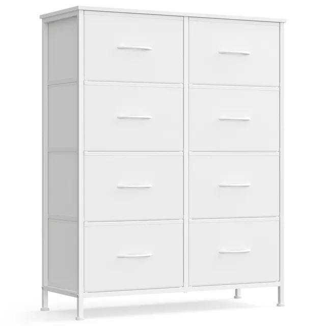 songmics-bellah-kommode-lgs124wh01-mit-8-schubladen-wolkenwei-schneewei image 1