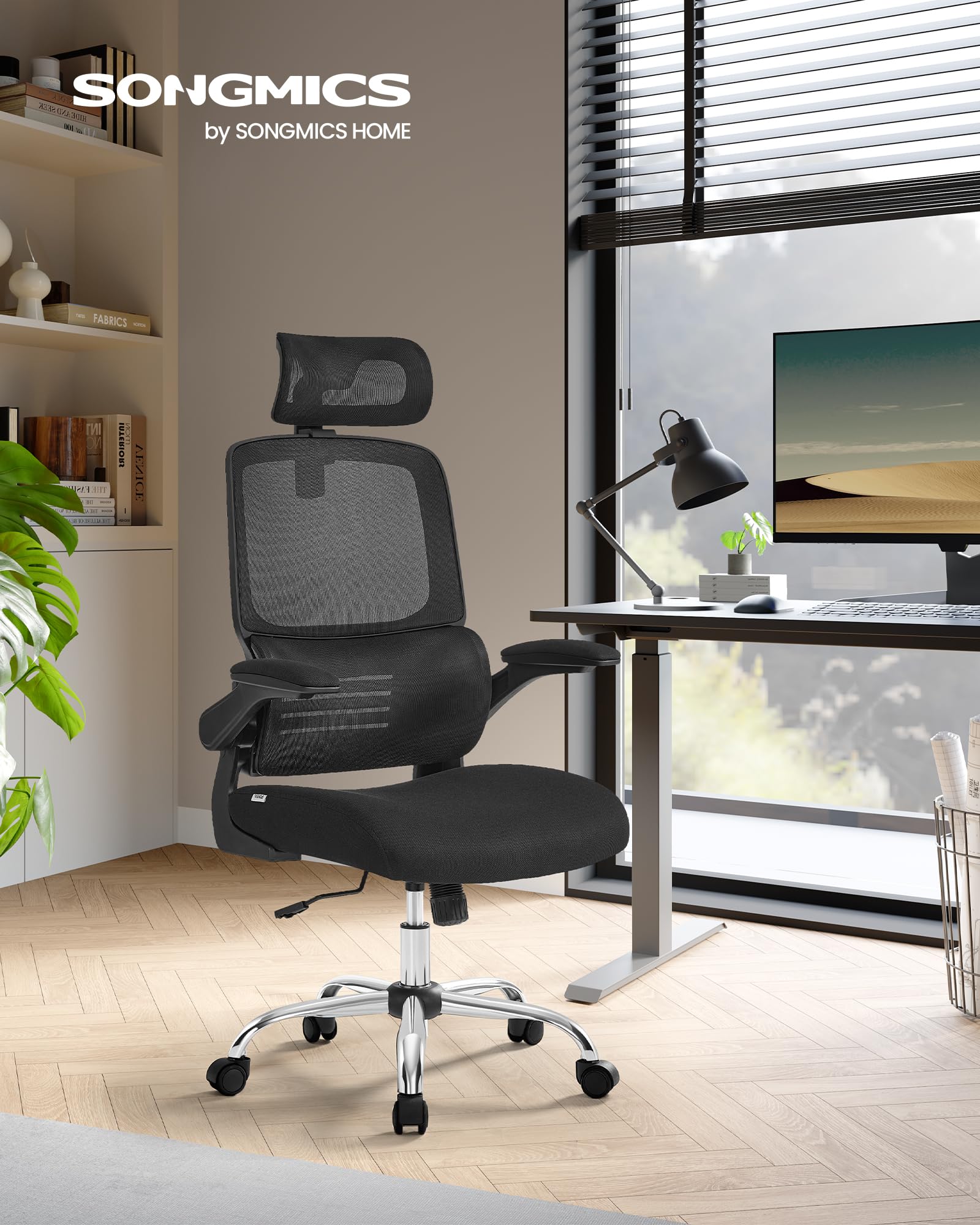songmics-b-rostuhl-ergonomisch-obn040b01-netzstuhl-tintenschwarz-mit-kopfst-tze image 2