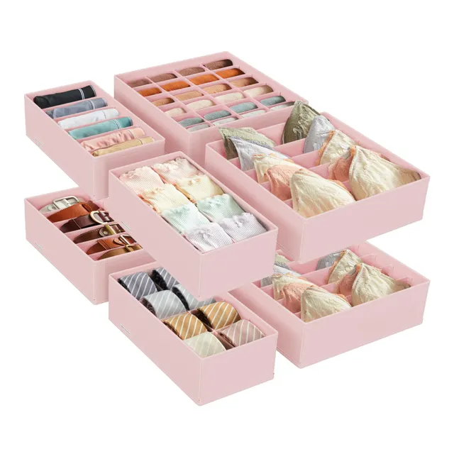 songmics-rus008p01-unterw-sche-organizer-8er-set-faltbar-rosa image 1
