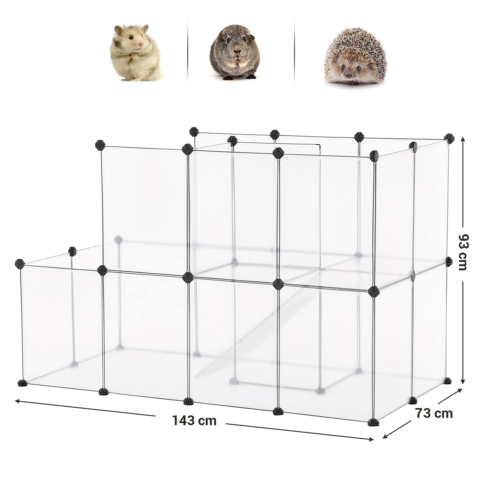 songmics-lpc03w-laufgitter-meerschweinchen-modulierbar-transparent-143-x-73-x-93 image 6